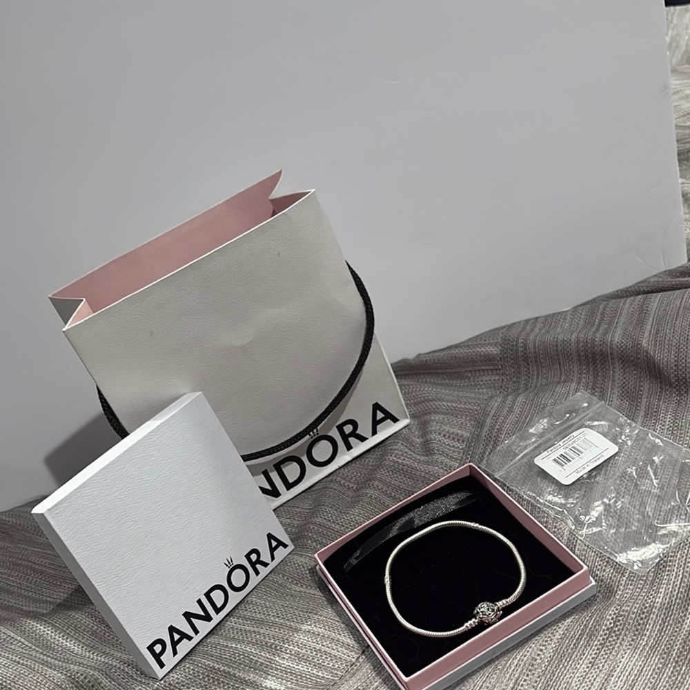 Pandora Silver Bracelet with Sparkling Charm